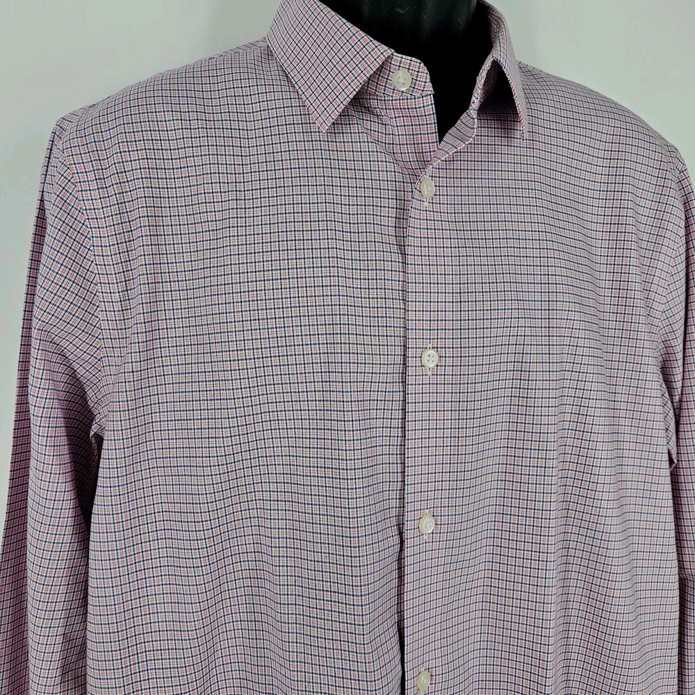 Banana Republic Men Non Iron Slim Fit Long Sleeve Shirt‎ Size Large Red Plaid